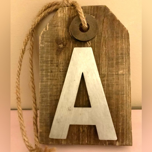 Hobby Lobby Other - Hobby Lobby Rustic Wood Tag with Silver Letter A